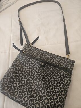 Fossil Black & Cream Patterned Crossbody Bag